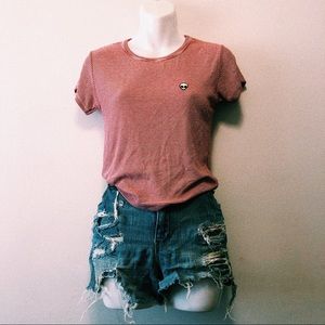 Brandy Melville Striped Alien Patch Tee